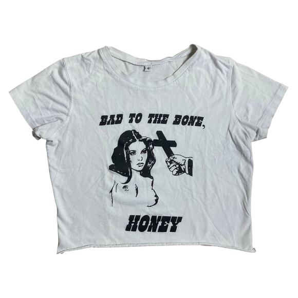 other Tops - Bad To The Bone Honey Novelty Crop Top Halloween Small